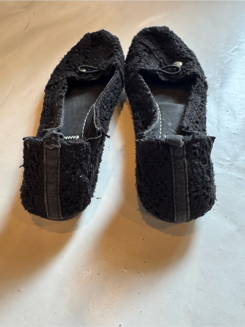 Target Black Crochet Ballet Flats with Button Accent
